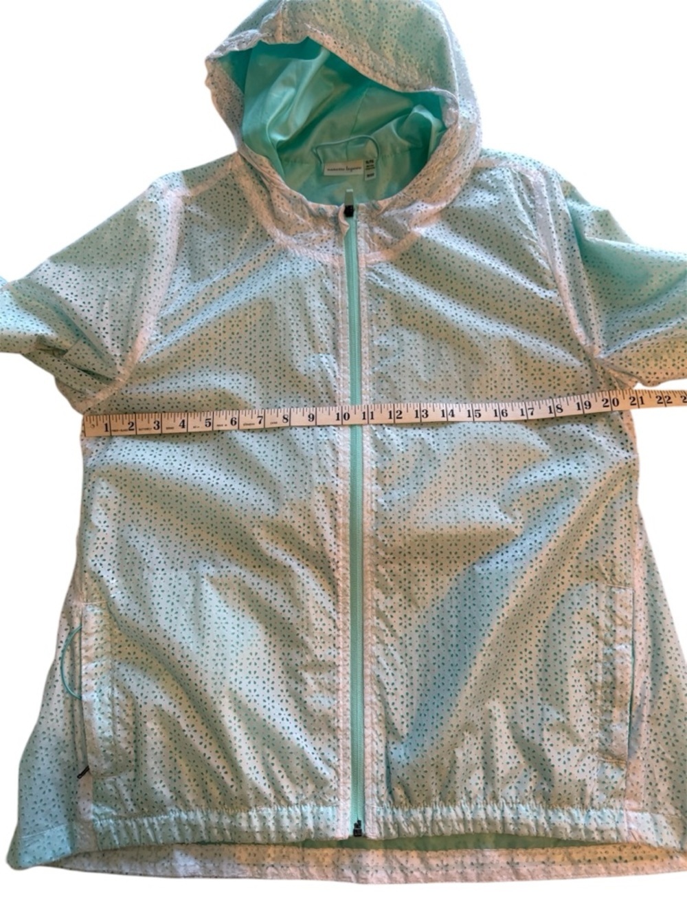 Nanette Lepore Women’s Mint Green Perforated Hooded Zip Up Jacket Size XL - Picture 8 of 13